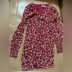 Bcbg Burgundy Floral Dress